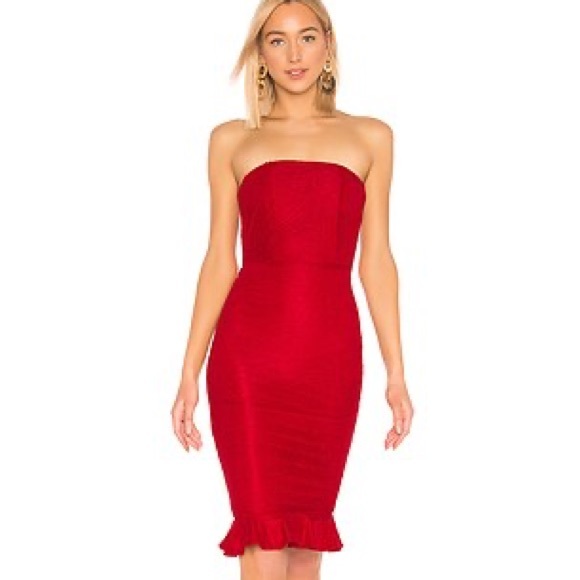 Michael Costello Dresses & Skirts - Michael Costello X Revolve Ericka Strapless Red Midi Dress